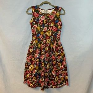 Maroon floral Sleeveless LuLaRoe A-Line dress